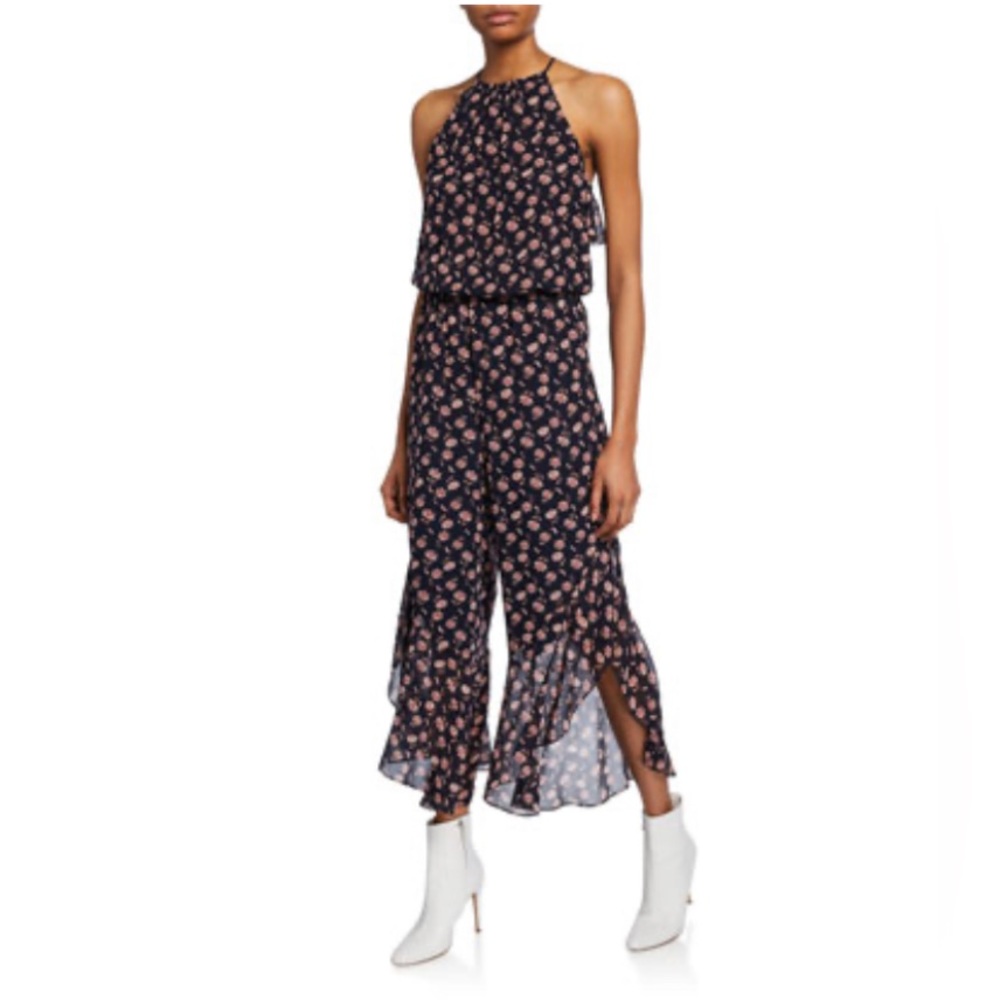 Joie Jael Silk Jumpsuit in Midnight Navy Floral